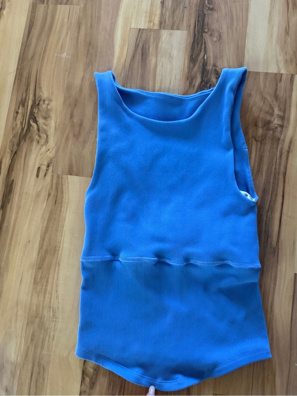 Free People Movement Ribbed Scoop-Neck Tank Top in Blue